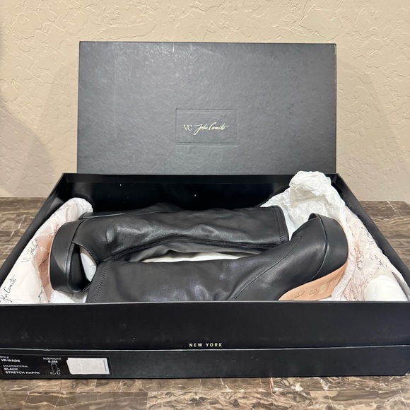 NEW VC John Camuto Leather Peep Toe Sock Boots - Picture 13 of 14